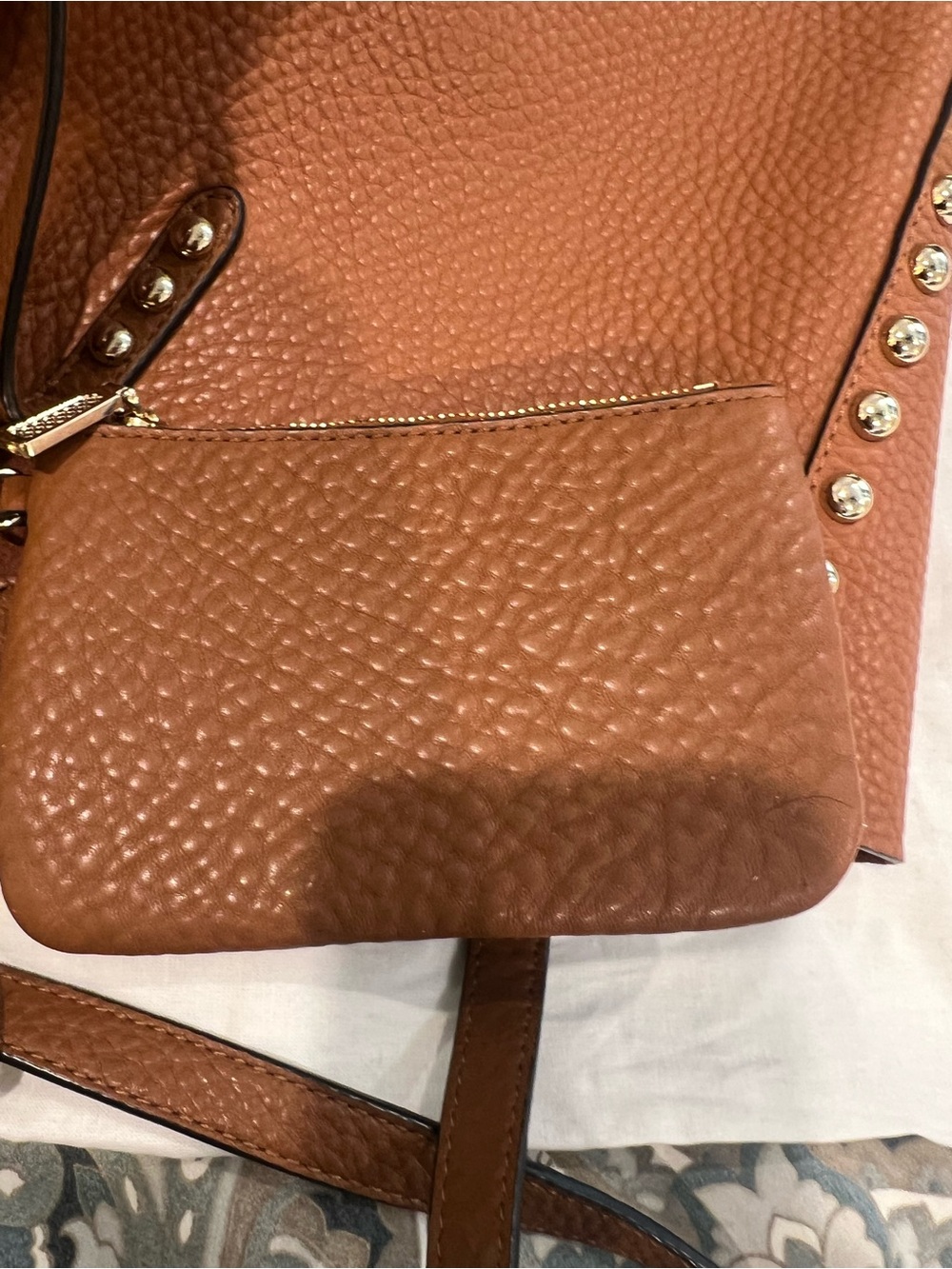 Rebecca Minkoff Tan Pebbled Leather Tote with Stud Accents - Picture 7 of 8
